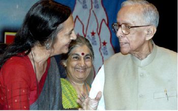 Jyoti Basu with Brinda Karat and Subhashini Ali