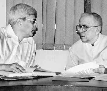 Prakash Karat and Jyoti Basu