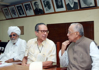 Harikishan Singh Surjeet, R. Umanath and Jyoti Basu