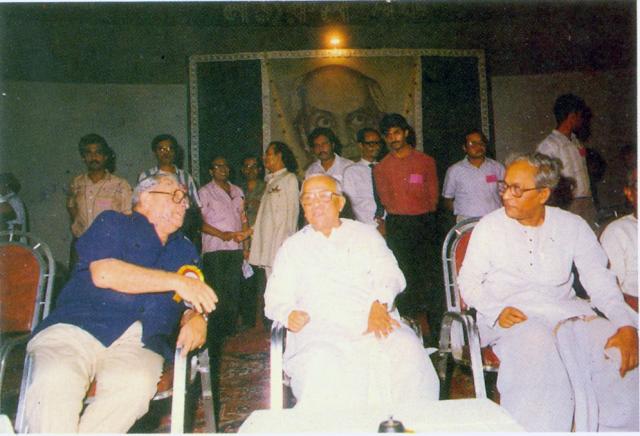 Shri Jyoti Basu with Buddhadeb Bhattacharjee and Shri Rusy Mody