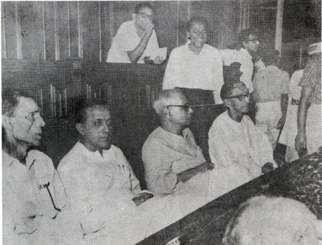 Shri Jyoti Basu with Somnath Lahiri, Ajoy Mukherjee, Bijay Banerjee in the Cabinet meeting in 1969